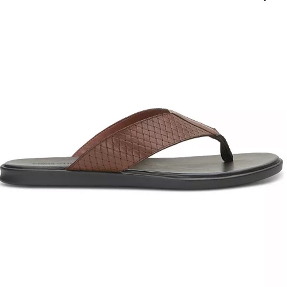 Vince Camuto Men’s Cognac Waylyn Woven Leather Upper Flip Flop Sandal NEW NIB - Picture 13 of 16